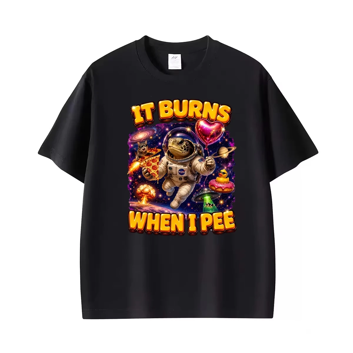 T-shirt imprimé drôle et gênant « It Burns When I Pee » pour hommes et femmes, vêtement classique tendance, col rond, 100 % coton