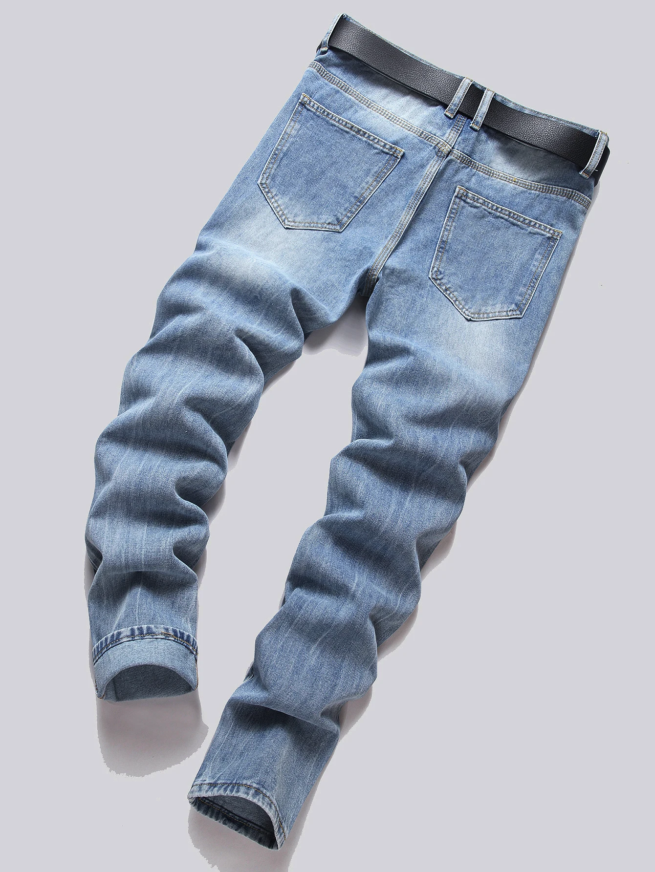 Streetwear da uomo a gamba dritta monopezzo, jeans color rame invecchiato