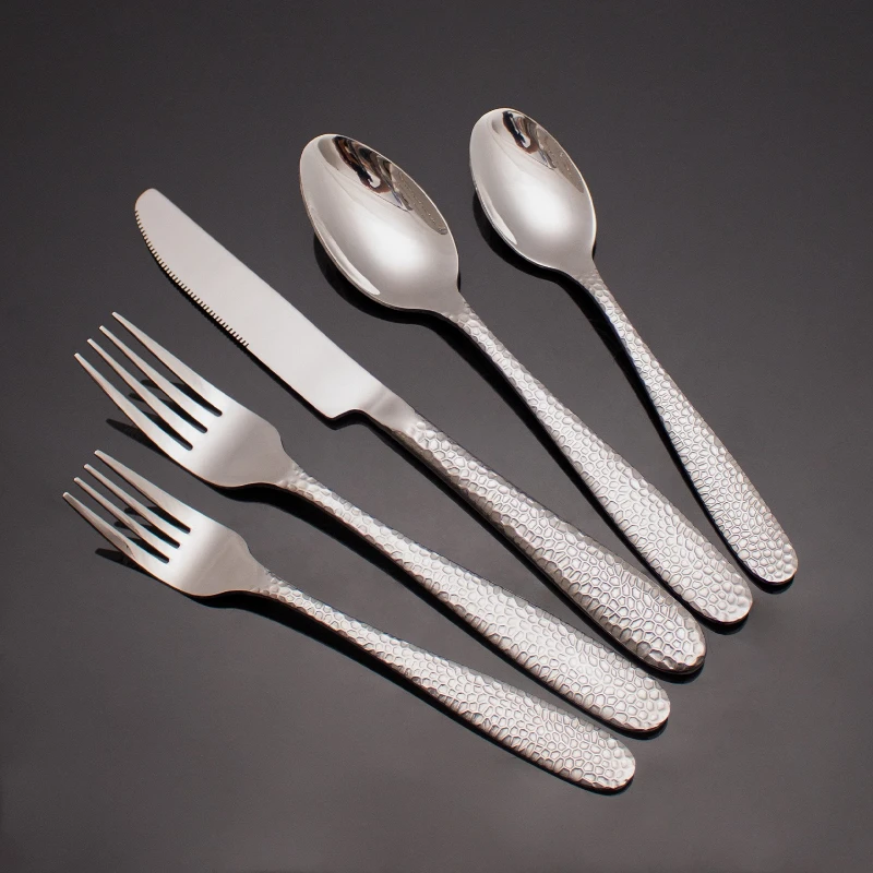 

Круглая ручка с узором молотка, нож из нержавеющей стали, вилка, набор ложек, стейк, отель, ресторан, обеденная посуда в западном стиле