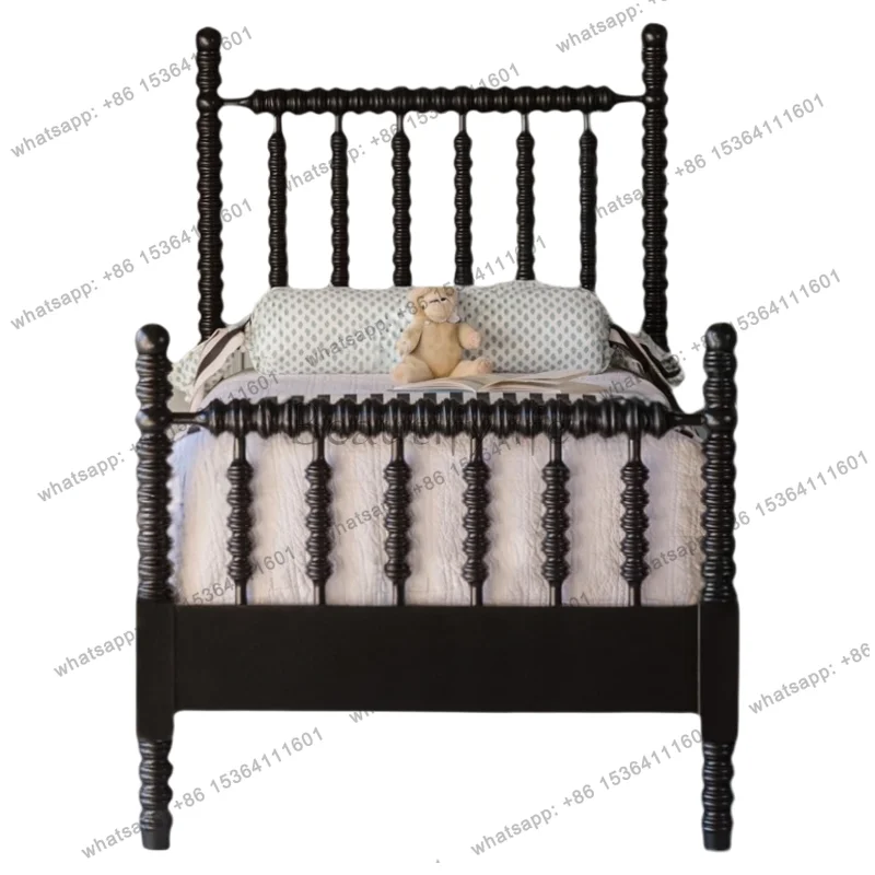 Nordic simple light luxury French solid wood double bed retro customization
