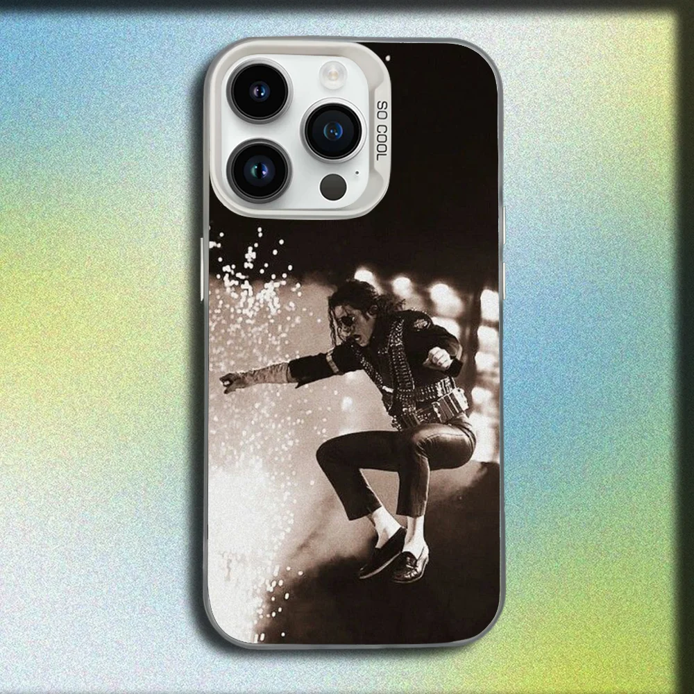 Casing Ponsel Penyanyi Michael J-Jackson untuk iPhone 16,15,14,13,12,11,Mini,Pro,SE,MAX Penutup Tahan Benturan Matte Putih