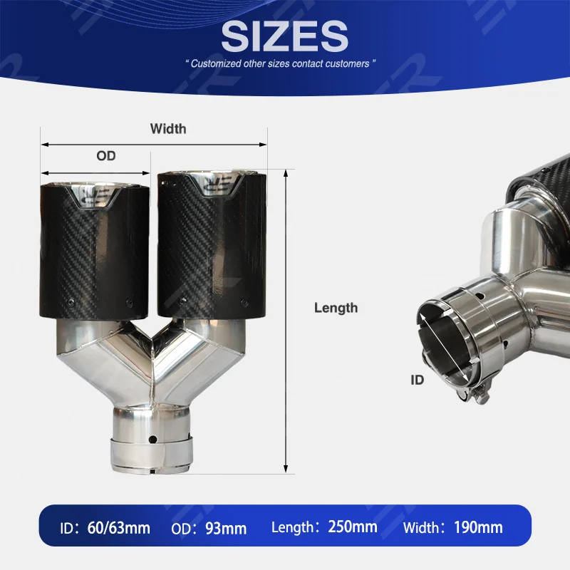 ER Universal Exhaust Tip Glossy Dual Real Carbon Fiber Auto Exhaust system Modification Muffler Pipe for BMW Car Accessories