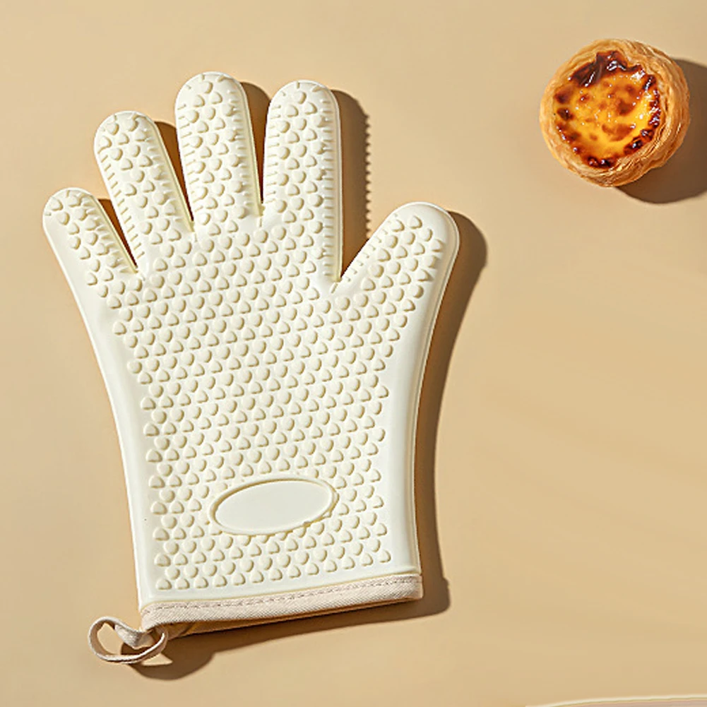 Microwave Oven Mitts with Hanging Hole BBQ Anti-Scald Gloves Heat-Resist Thermal Insulation Mitts for Restaurant Baking Tools