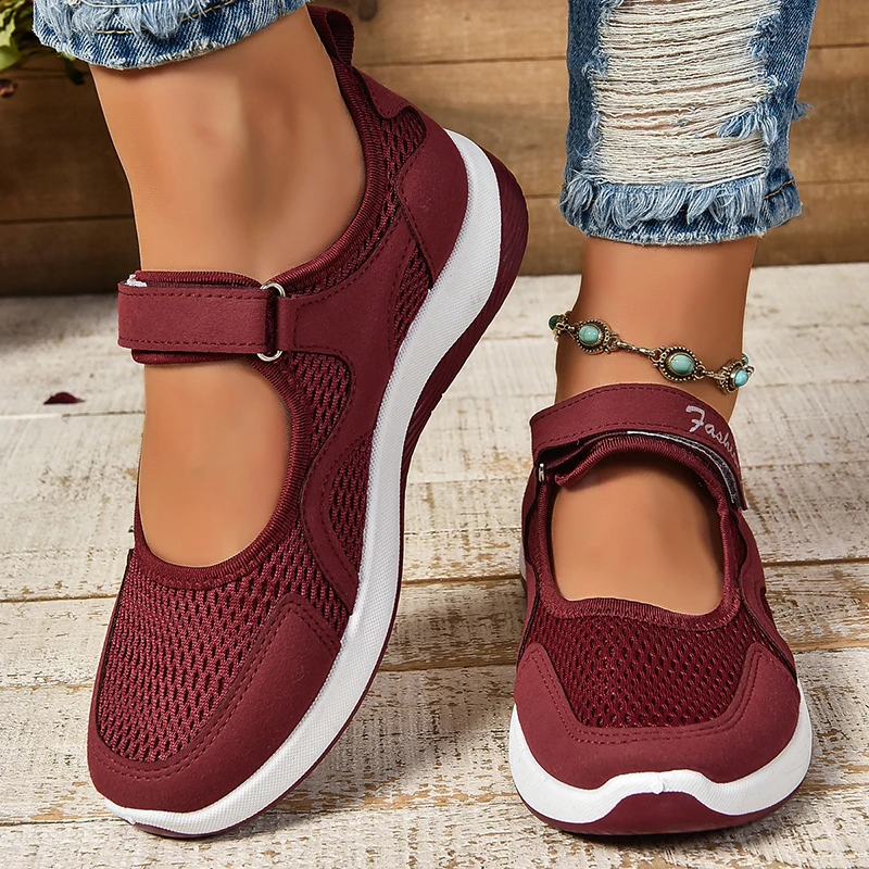 2024 Autumn Women Shoes Hook Loop Breathable Mesh Flat Sneakers Soft Comfortble Wear-resistant Mujer Running Shoes