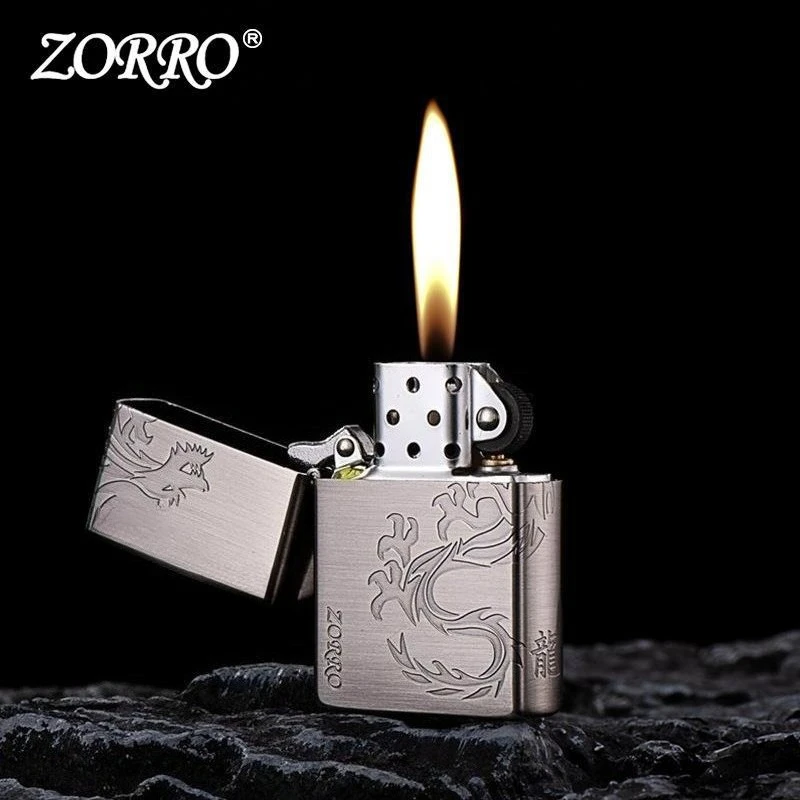 

Zorro медная оболочка с резным маленьким хвостом, масляная зажигалка в виде дракона и черепахи, высококачественный металлический высококачественный подарочный гаджет для курения для мужчин