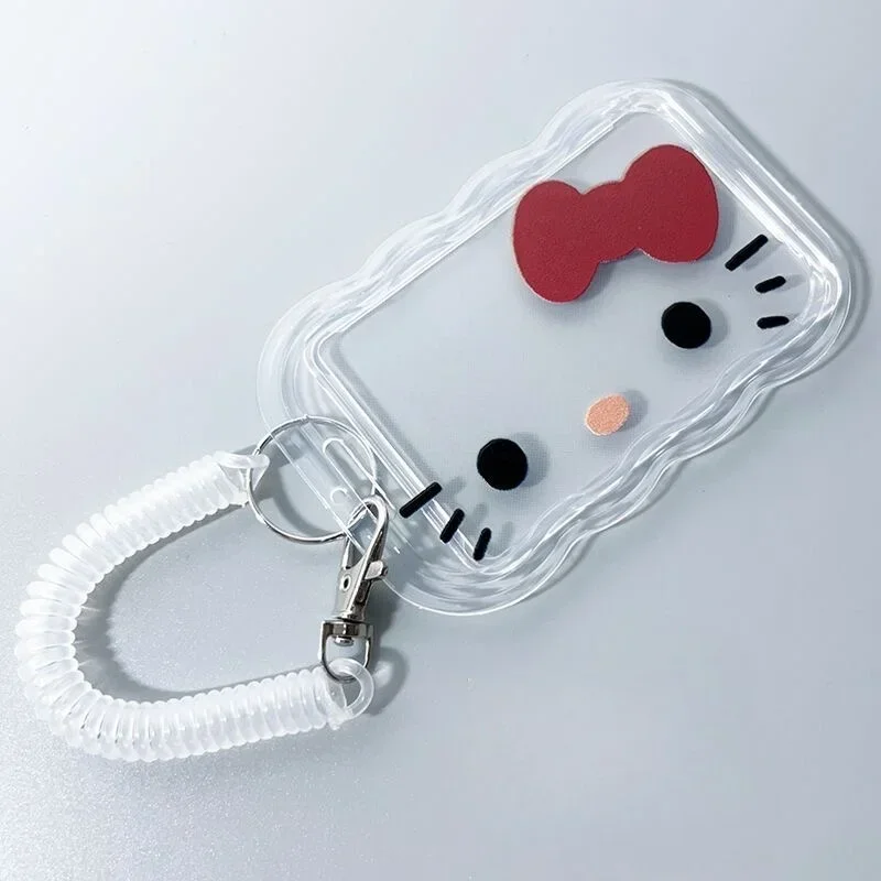 Porte-cartes Hello Kitty pour femme, Sanrioed, étui pour carte de crédit, badge de dessin animé, carte d'identité bancaire, porte-cartes de bus, porte-clés mignon, cadeau pour fille