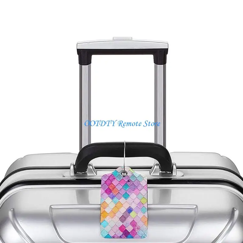 Cruise Luggage Label Holder Water Resistant Leather Card Holder with Steel Rings