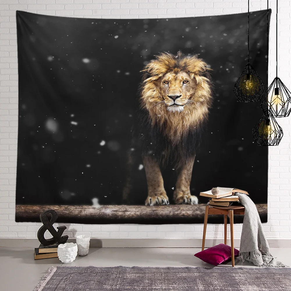 

Snowy Lion Tapestry Background Cloth Hanging Cloth Bedroom Bedside Decorative Wall Cloth Rental Dormitory Tapestry