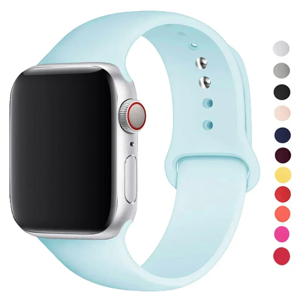 Silikonowy pasek do Apple Watch Band Ultra 2 49mm 44mm 45mm 40mm 41mm 38/42mm bransoletka sportowa correa iwatch series 9 8 7 6 5 4 SE