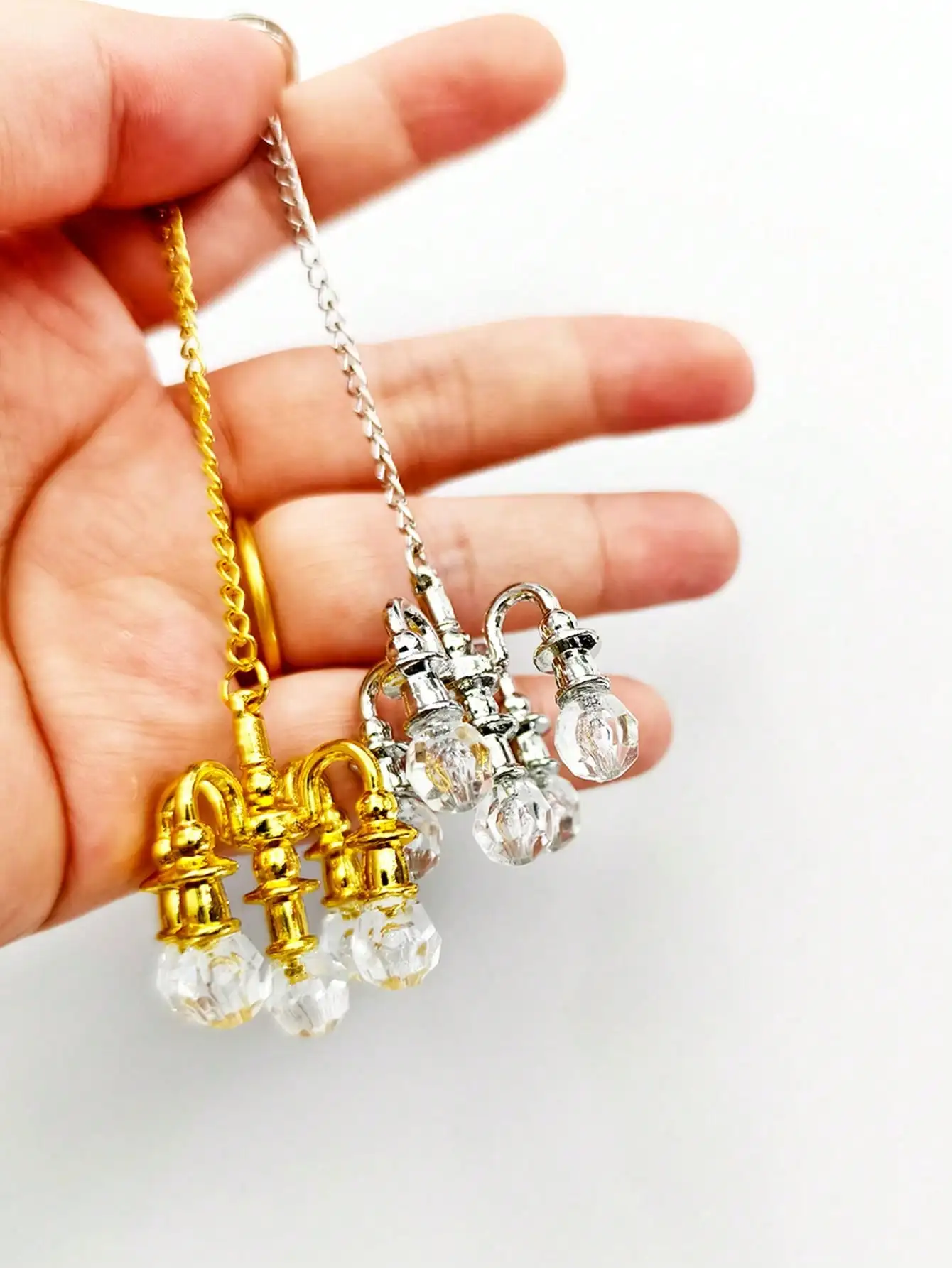 Dollhouse Mini Crystal Lighting 1:12, Metal Chandelier & Wall Sconces, Living/Bedroom/Kitchen Decor, Fit All Festive Holidays image 2