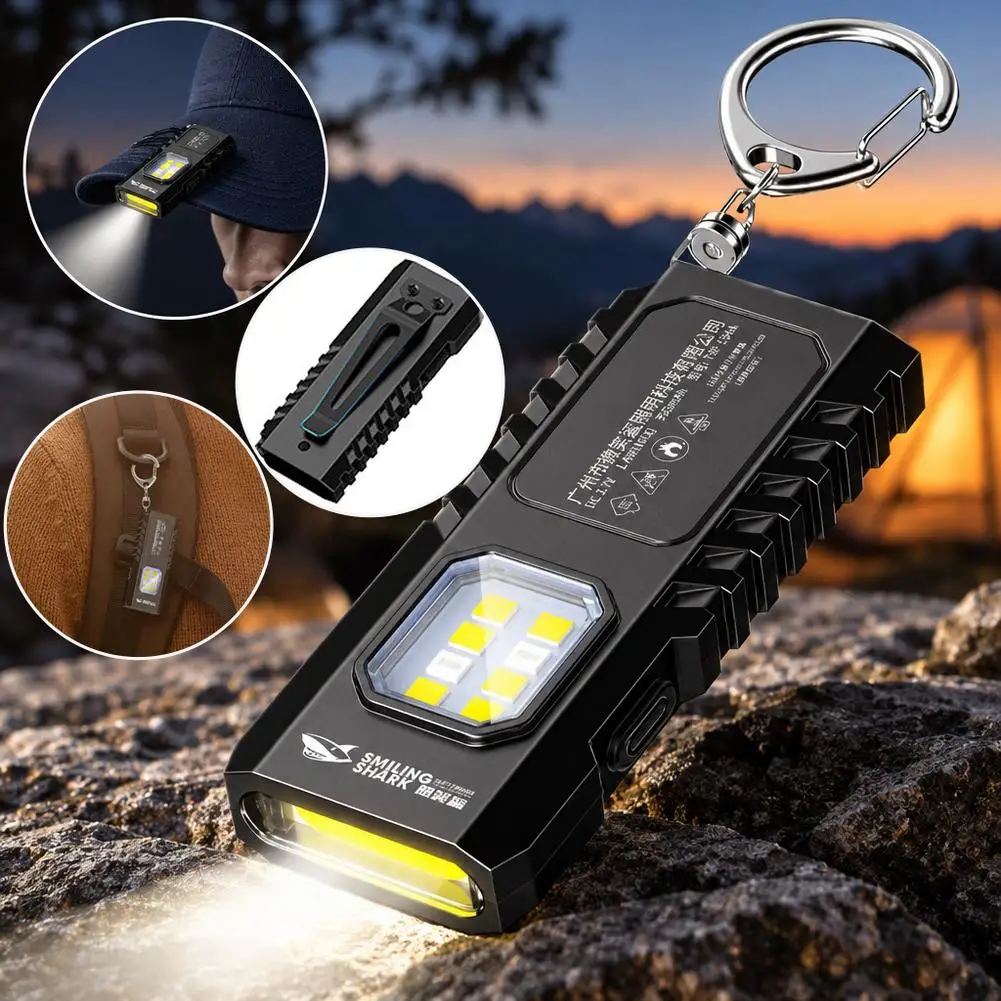 Multi Functional Portable Keychain Light With Strong Magnetic Adsorption For Maintenance And Repair Flashing Light ﻿