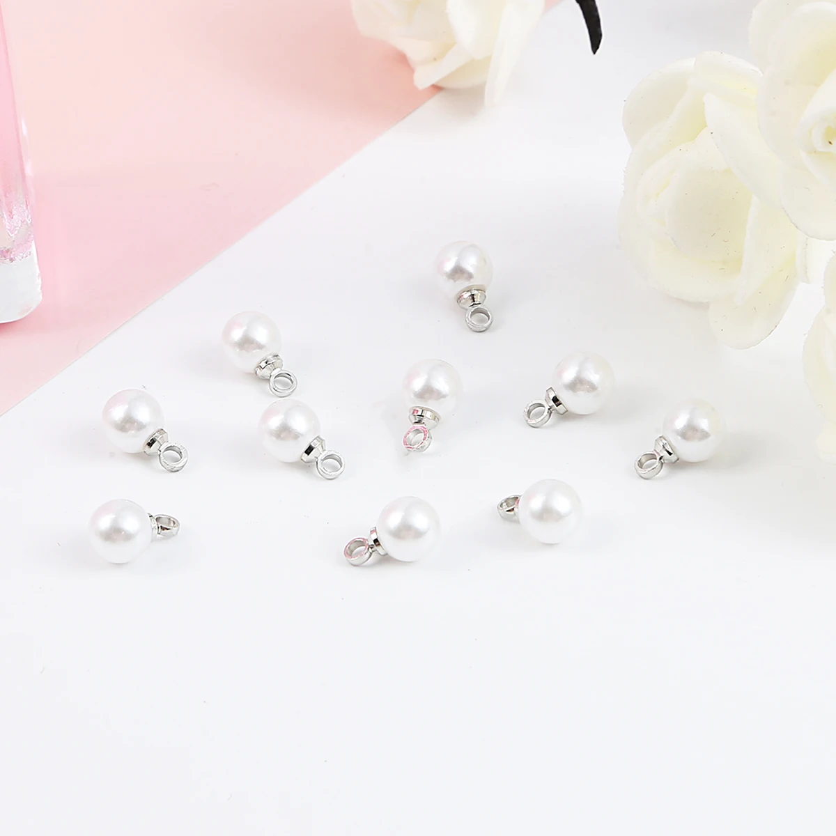 6/8/10mm 10pcs/lots High Quality Imitation ABS Pearls Pendant For DIY Earrings Necklace Jewelry Findings Making Accessories
