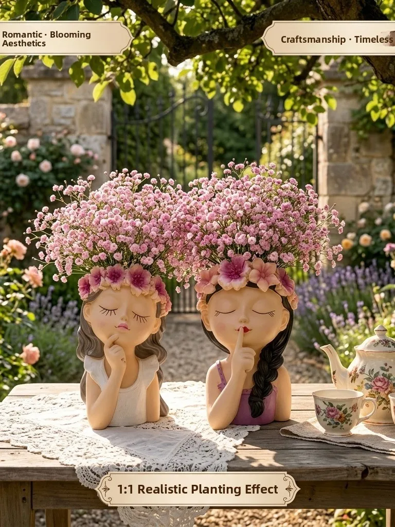 

Romantic Fairy Garden Outdoor Decorative Planters Window Sill Decorations Courtyard Tabletop Ornaments Resin Material Country...
