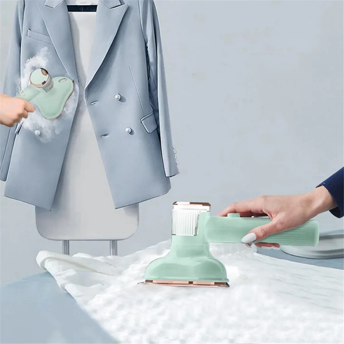آلة الكي المحمولة - 2 في 1 الكي الجاف والرطب، 180 ° مكواة بخار محمولة قابلة للدوران، مكواة صديقة للملابس، قابس أمريكي