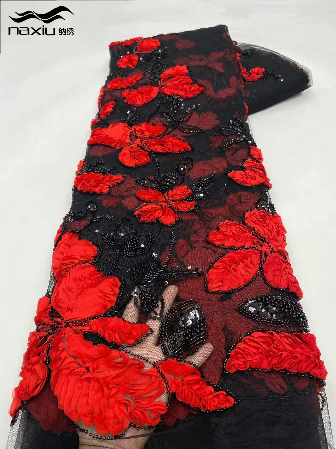 

Мэдисон модная 3D кружевная ткань для жениха, высокое качество, сетка с блестками, вышивка, французская нигерийская кружевная ткань с бисером для свадьбы