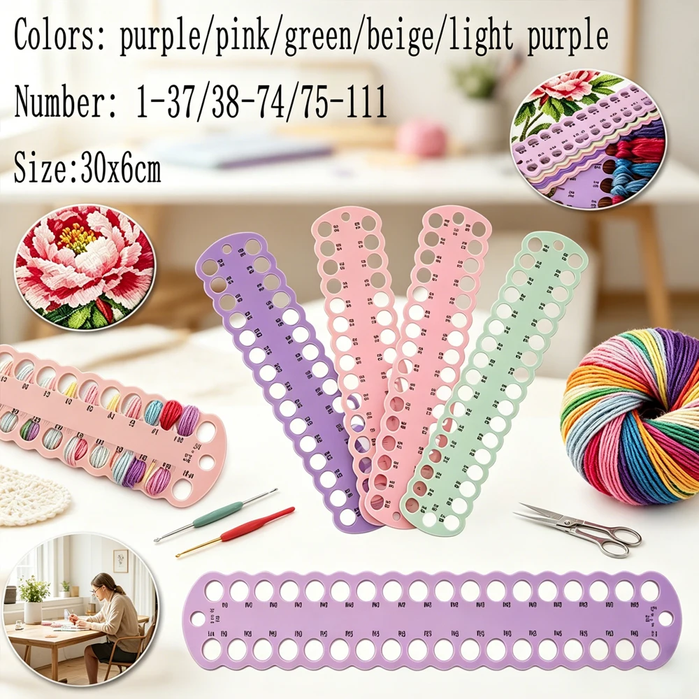 

5Pcs PC Thread Winding Board with 37 Holes Embroidery Floss Organizer for Cross Stitch DIY Sewing Accessories Storage Rack