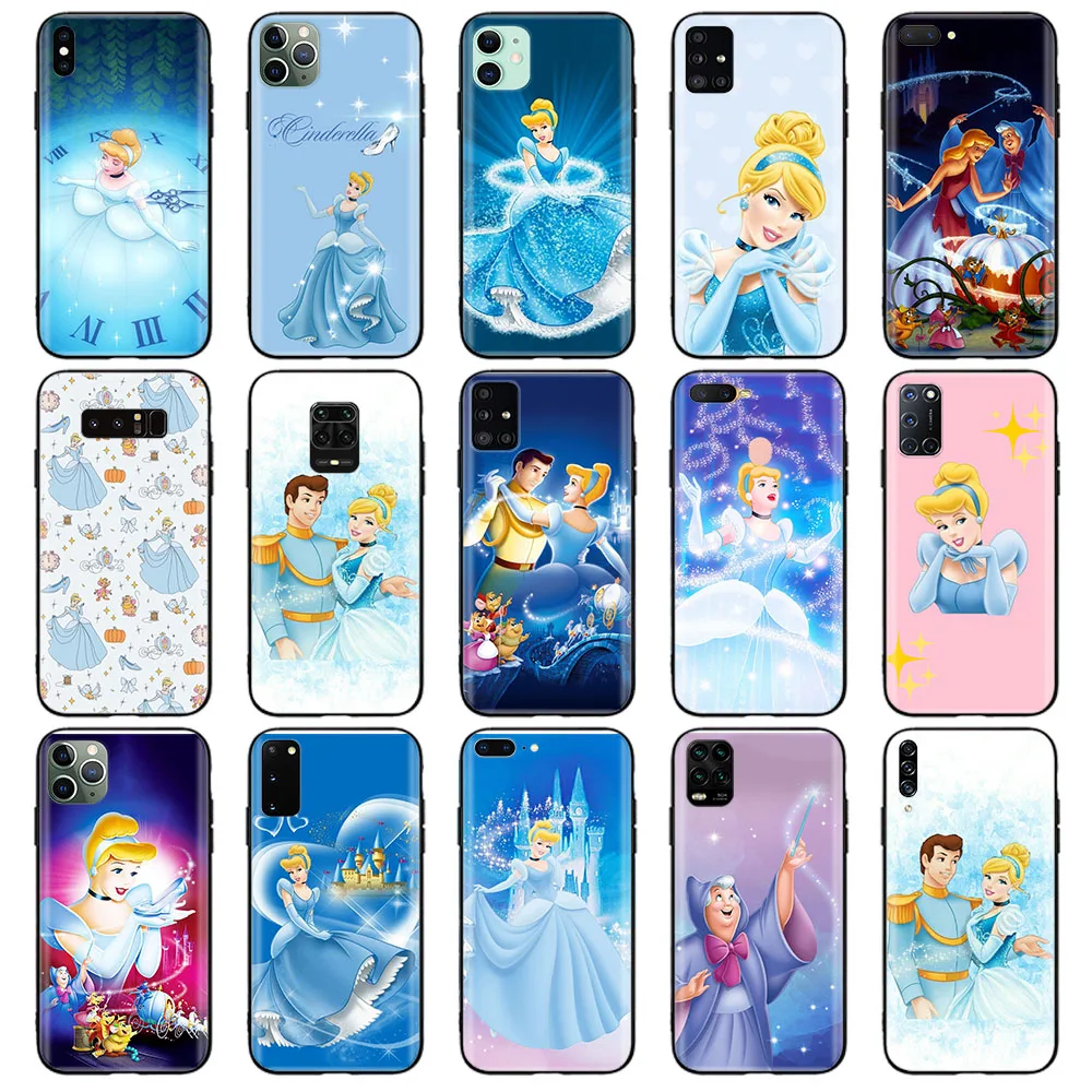 Black Case for Xiaomi Redmi Note 13 A3 A3X X6 F5 F6 Pro Plus 5G C51 Z-17 Cinderella Princess