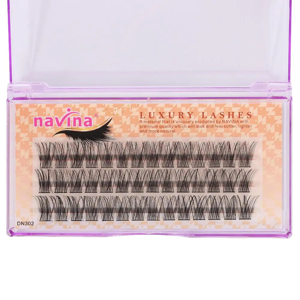 42 클러스터/박스 0.07 두께 인조 속눈썹 C 컬 자연스러운 롱 인조 밍크 헤어 매듭/무매듭 수제 아이 메이크업 도구