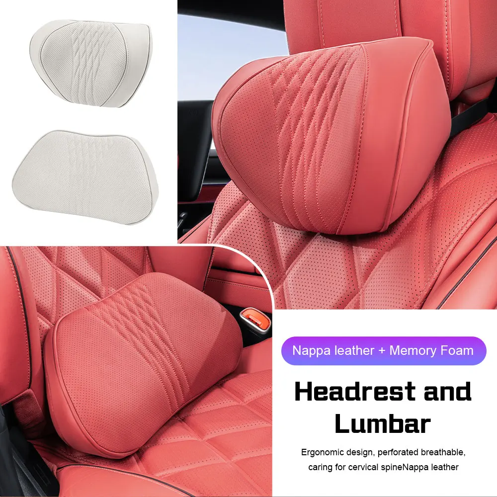 For Peugeot 308 408 508 2008 3008 4008 5008 Citroen C4 Car Headrest Neck Pillow Breathable Leather Rest Cushion Lumbar Support