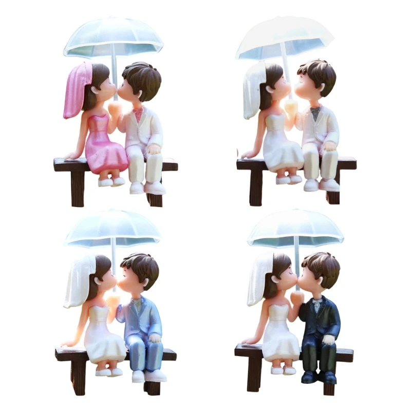 Regenschirm Paar Modell Statue PVC Figur für Schreibtisch Dekoration Kuchen für Hochzeit und Verlobung Party 3XUF – Detail 1