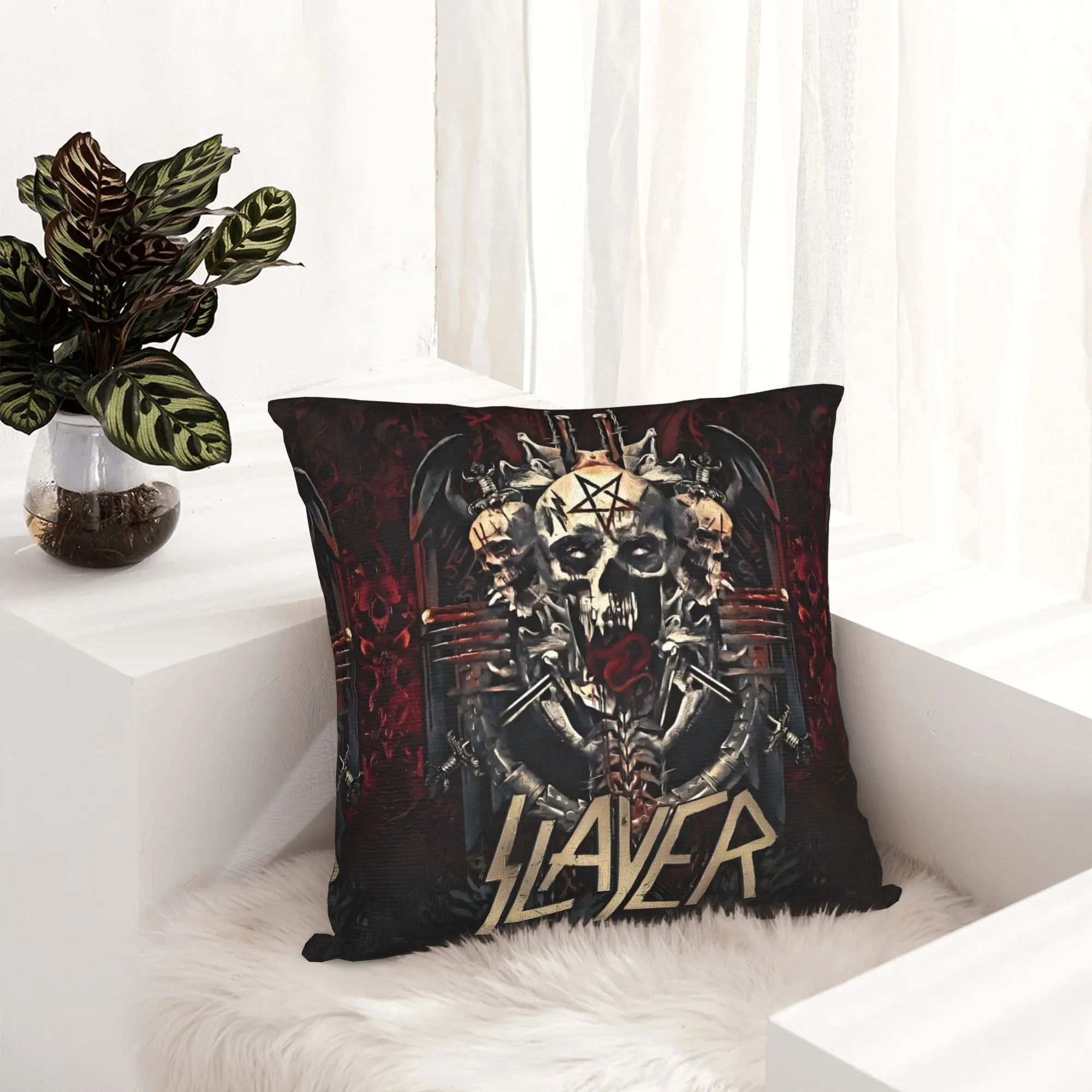 S-Slayers Band Metal  Pillow Case 45x45cm Bedroom Decoration Modern Pentagram Skulls Cushions for Sofa Square Pillowcase