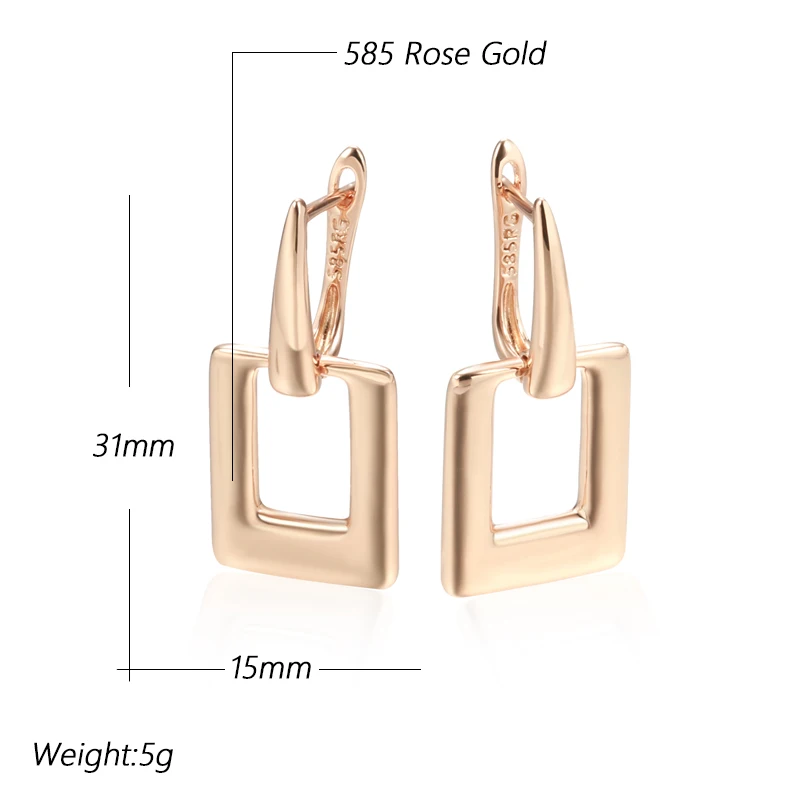 JULYDREAM Wide Face Square Hollow Large Dangle Earrings Smooth 585 Gold Color Women Statement Jewelry Trendy Modern Accessories