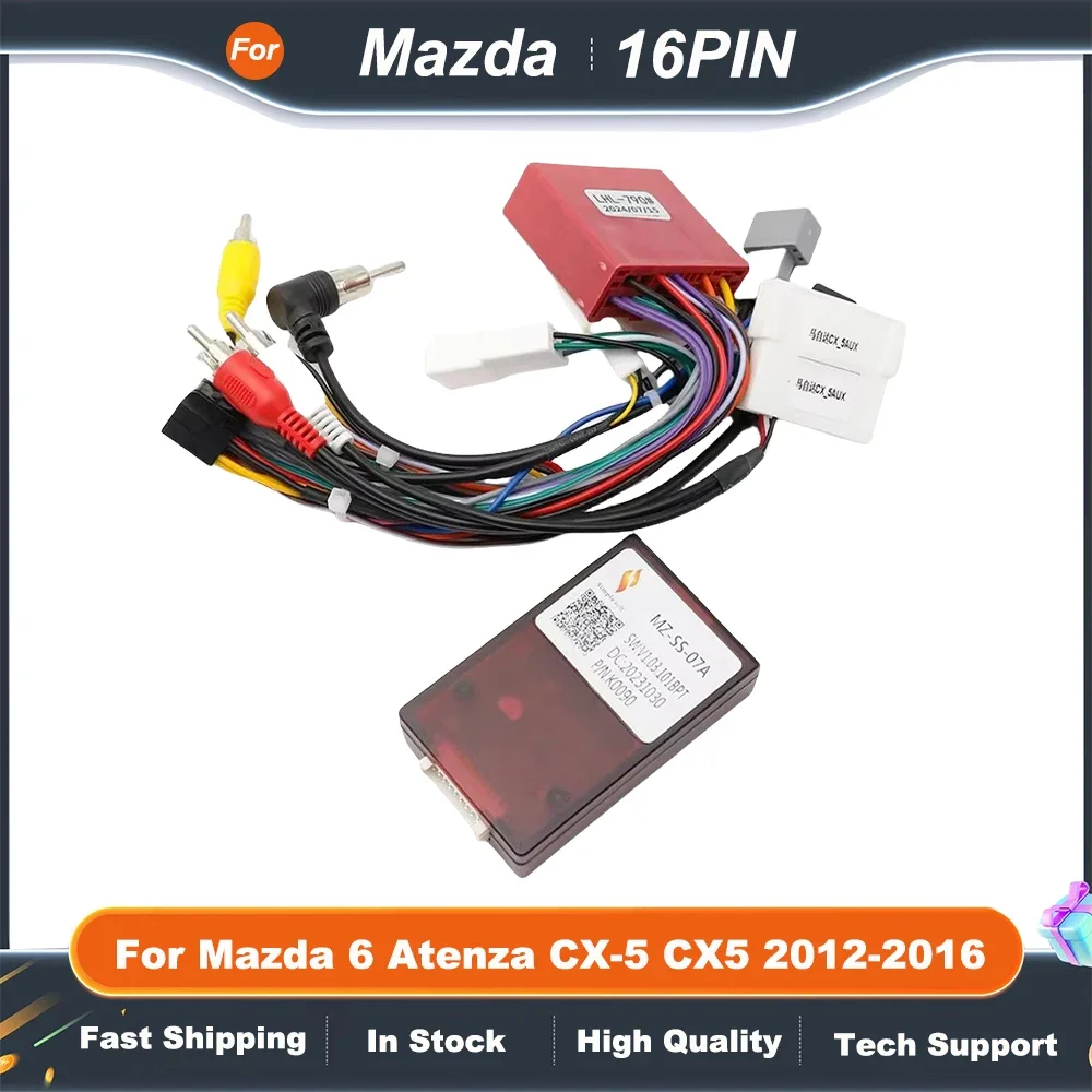 16PIN Car Android Wire Harness Adapter Canbus Box Decoder For Mazda 6 Atenza CX-5 CX5 2012-2016