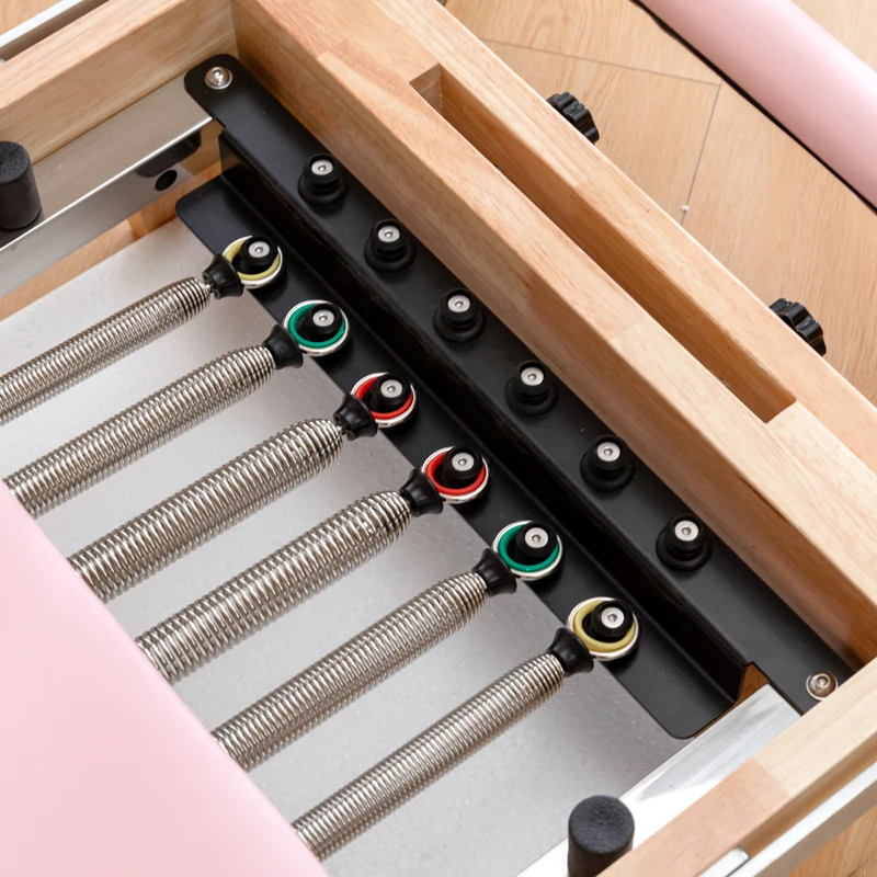 سرير تدريب بيلاتيس منزلي قابل للطي وقابل للطي، ممارسة اللياقة البدنية، معدات مطاطية، مصلحيون بيلاتيس خشبي