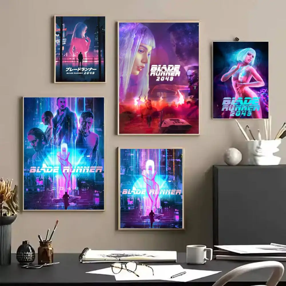 B-Blade Runner Movie Poster Stickers Mural Painting Self-Adhesive Decor for Bedroom Living Room Home HD Wall Decals Gift