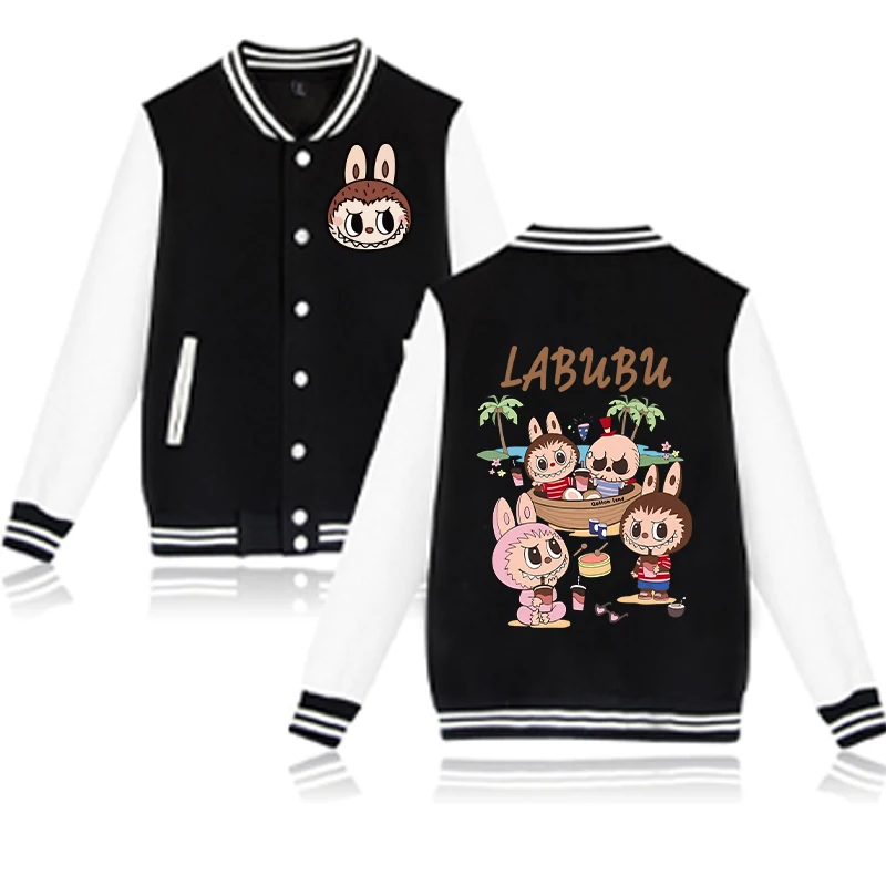 Pop Mart Labubu Baseball Uniform Men Women Anime Fashion Couple Jackets Autumn Winter Hip Hop High Quality Coats Adults Clothes