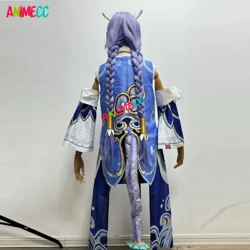 ANIMECC Honkai Star Rail Bailu Cosplay Peruca Horn Tail Shoes Anime Role Play Halloween Costume Party para Mulheres Meninas