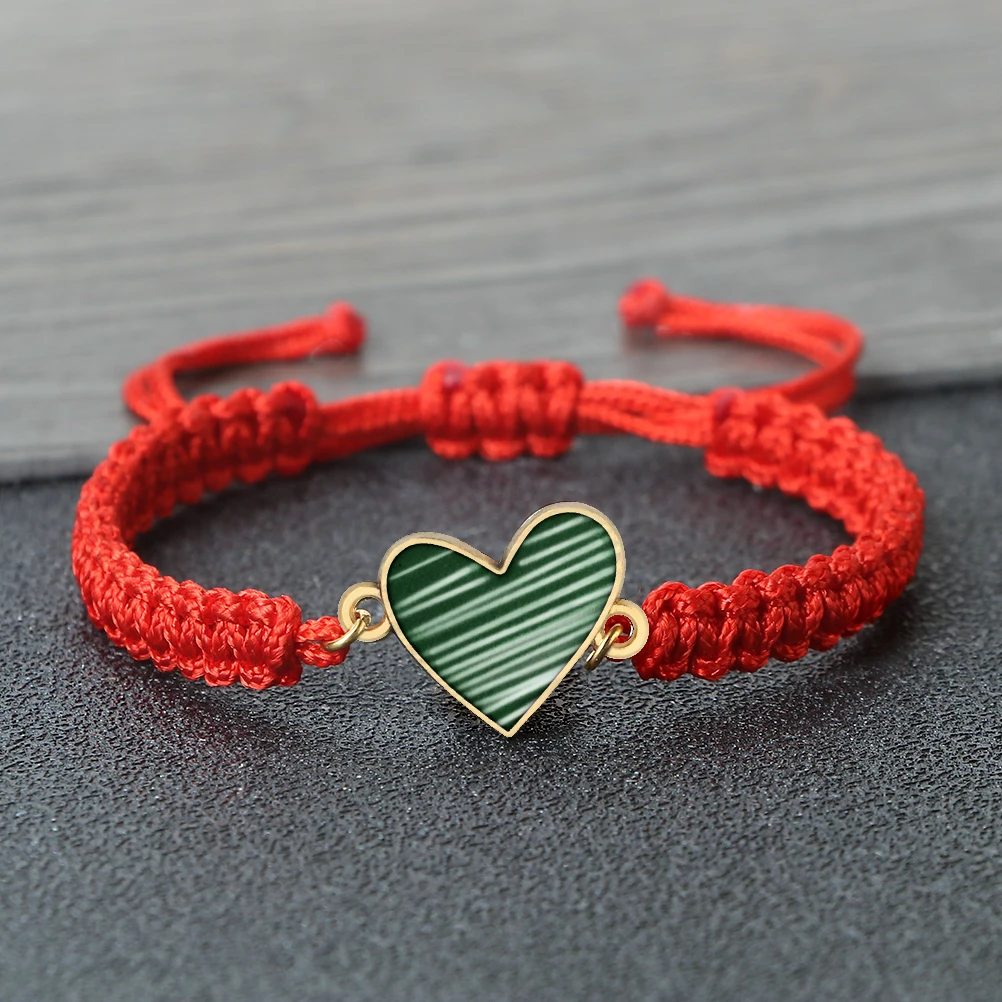 More Style Heart Shape Pendant Braided Bracelet Handmade Red String Couple Bnagles Chain Healing Yoga Pulsera Jewelry Gift