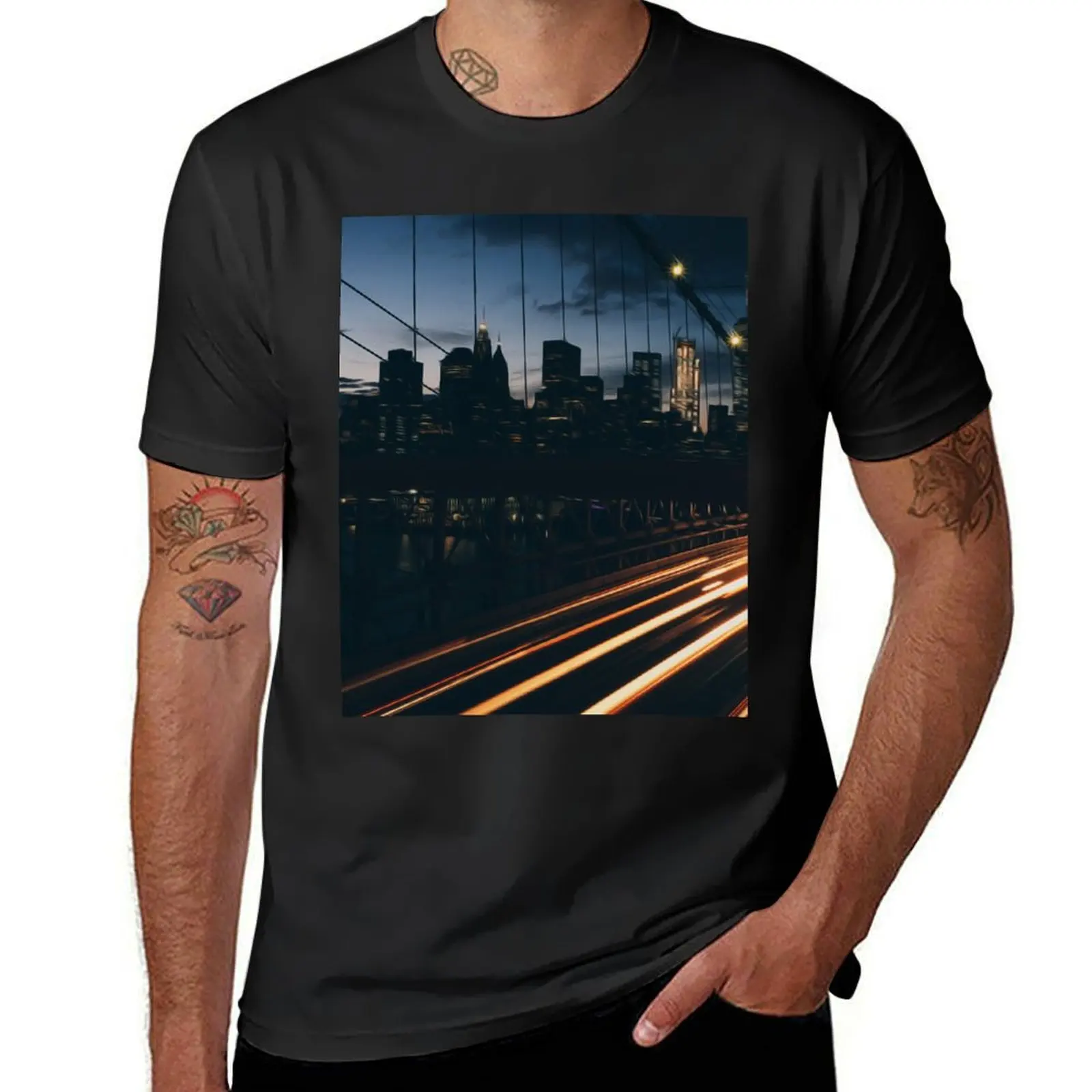 Urban City Dark Night Long Exposure Photography T-Shirt boys animal print for a boy big and tall t shirts for men