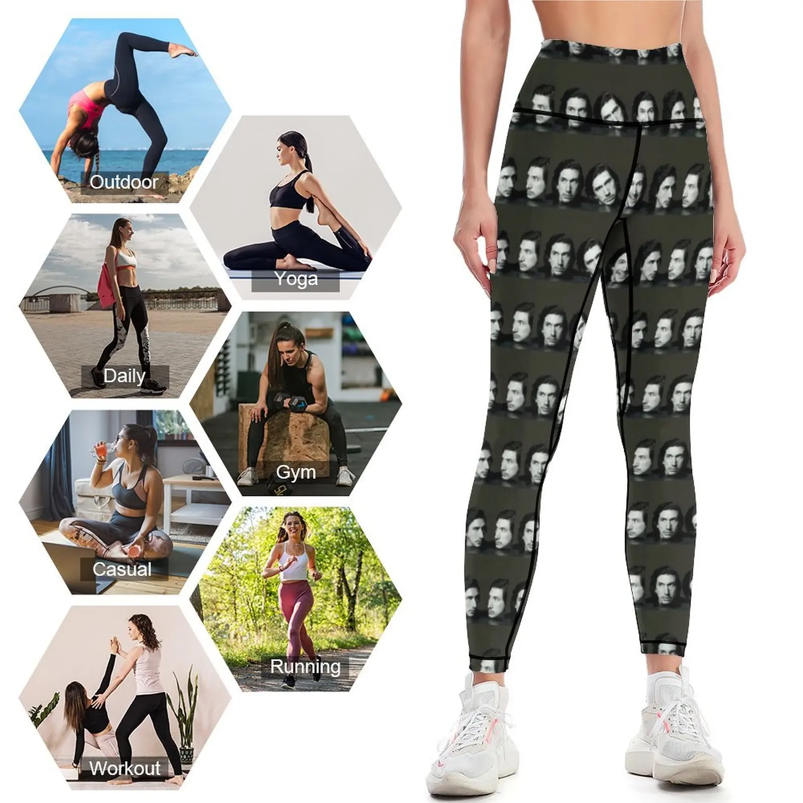 Adam Print Leggings trousers Women's high waist sports for push up Womens Leggings