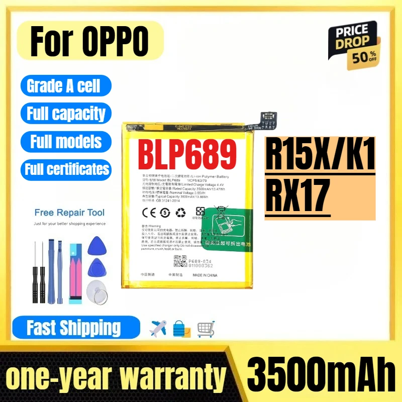 

BLP689 for OPPO R15X/K1/RX17 Neo Mobile Phone Battery High Quality High Capacity Replacement Bateria Grade A Cell with Tools