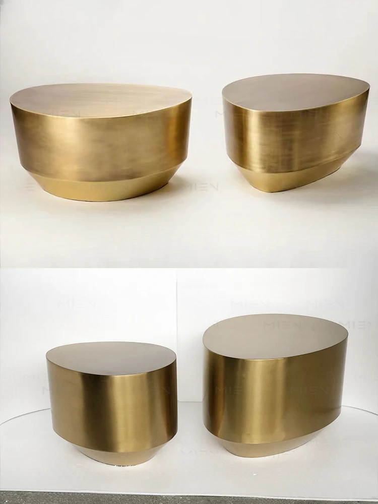 High-end novel shape sofa, coffee table, large space, simple and irregular special-shaped stainless steel brushed brass