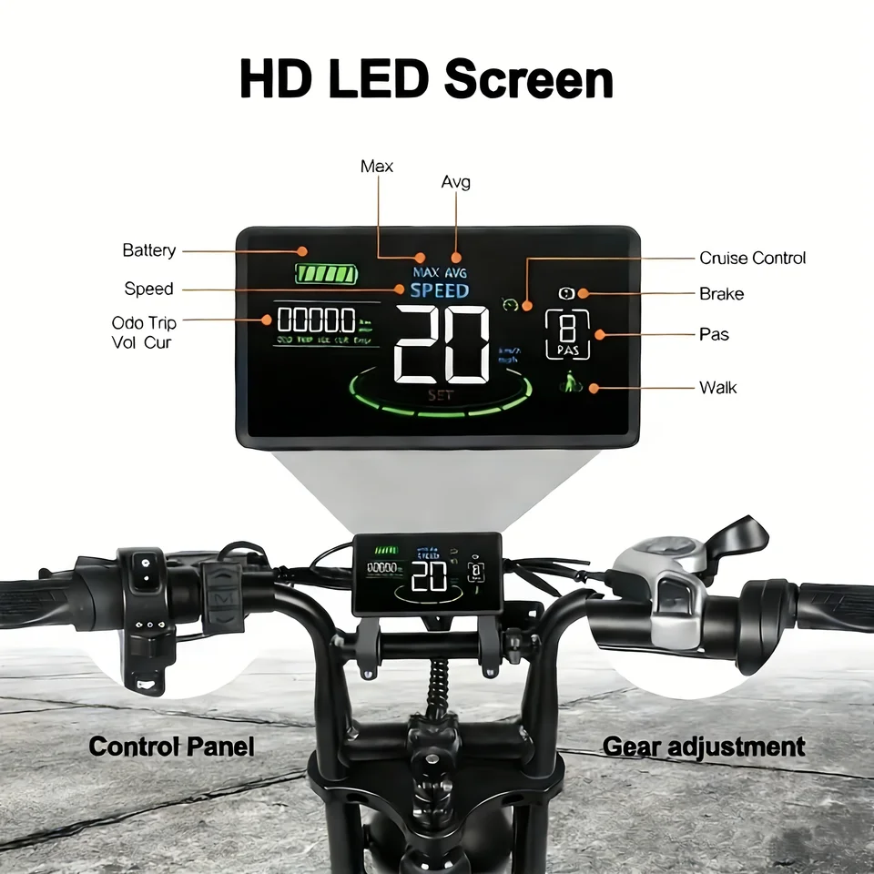 30Max Adult Electric Bicycle | 749W Motor, 20" Fat Tire, Top Speed 20MPH, 120 Miles Range, 15.6*AH Detachable Dual Battery, 7-Sp image 5