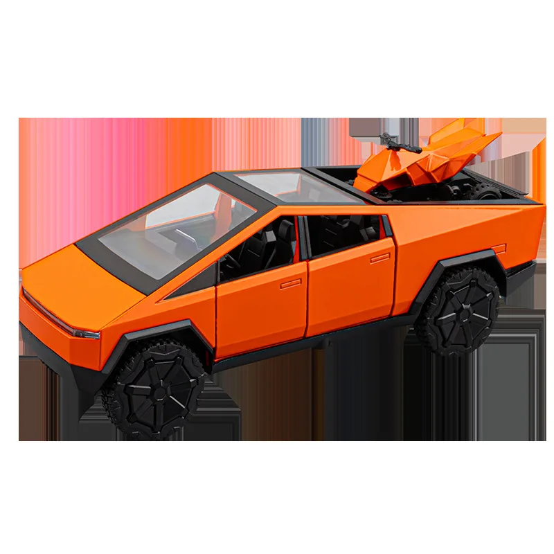 1:32 NEW ENERGY Cybertruck Toy Alloy Off Road Diecast Metal Model Sound & Light Pull Back Toy Gift for Friends Ornaments