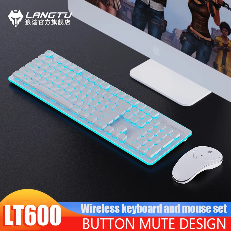 

LT600 Wireless 2.4g Silent Film Keyboard And Mouse Set Game Office Luminous Silent Keyboard And Mouse Set