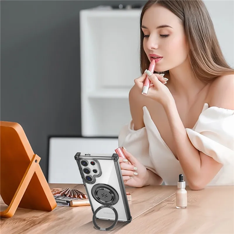 Rotierende Magnetische Halterung Hülle Für Samsung Galaxy S26 Ultra S26 Plus S26 Ringständer Transparent Für Magsafe Cover – Detail 12