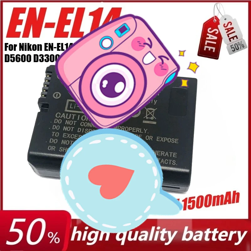 

EN-EL14 7,4 В 1500 мАч Аккумулятор для камеры Nikon EN-EL14A D5300 D5500 D5600 D3100 D3300 D3400 Coolpix P7000 D3500 + зарядное устройство USB