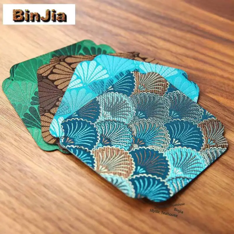 Cloud Brocade Fabric Tea Table Mats Retro Tea Flag Absorbent Clay Tea Mat Drink Coaster Dinner Table Cloth Mat Cha Decoration