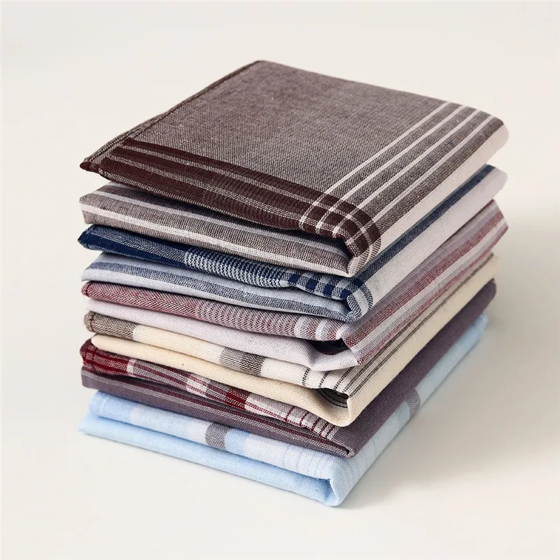 

3Pcs 38x38cm Men's Pure Cotton Handkerchief Classic Retro Checkered Thin Style Absorbent Suit Decoration Towels