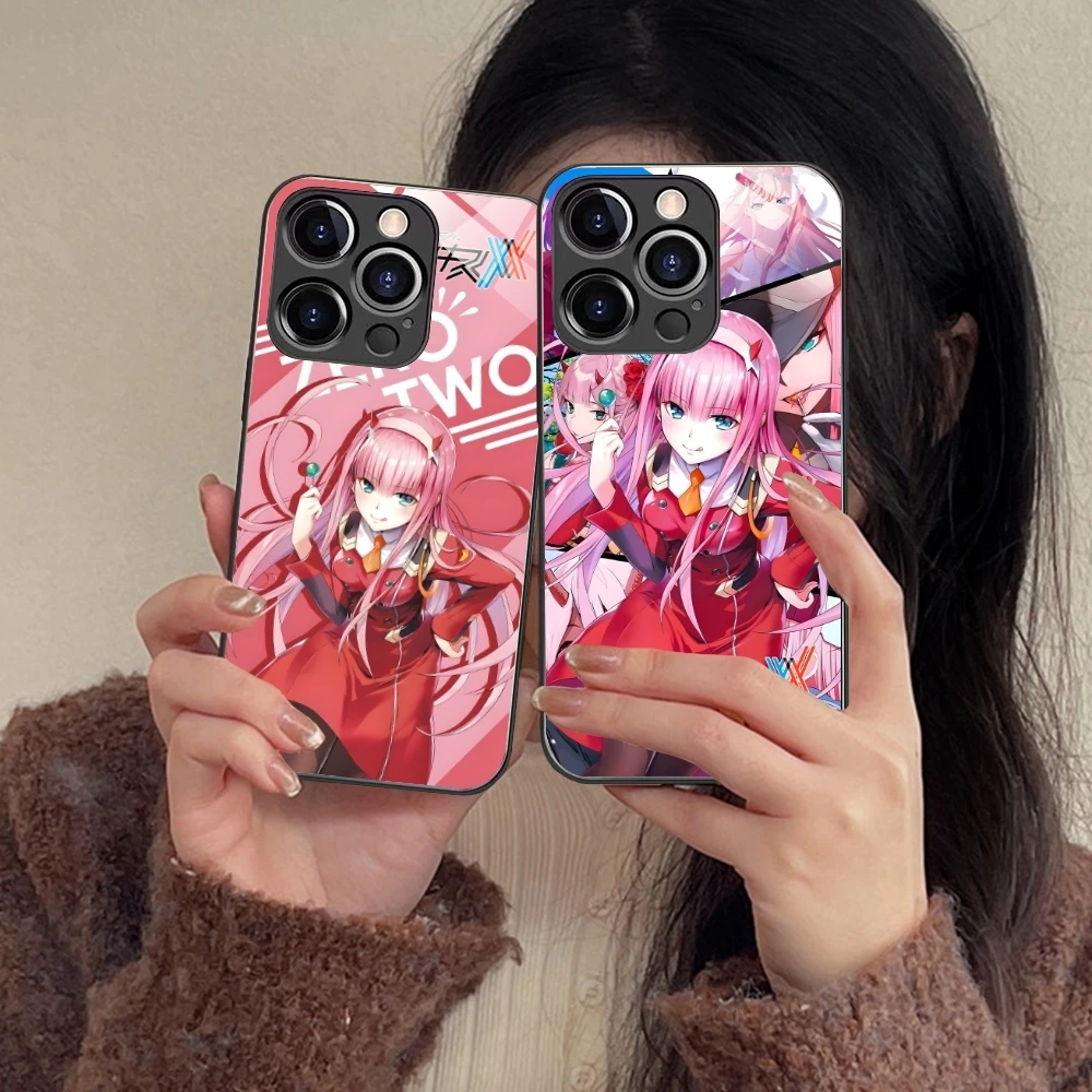 Darling FranXX Zero Two Mobile Cell Phone Case for iPhone 16 15 14 13 12 11 X XR XS 8 Pro Max Plus Mini PC Glass Cover Shell