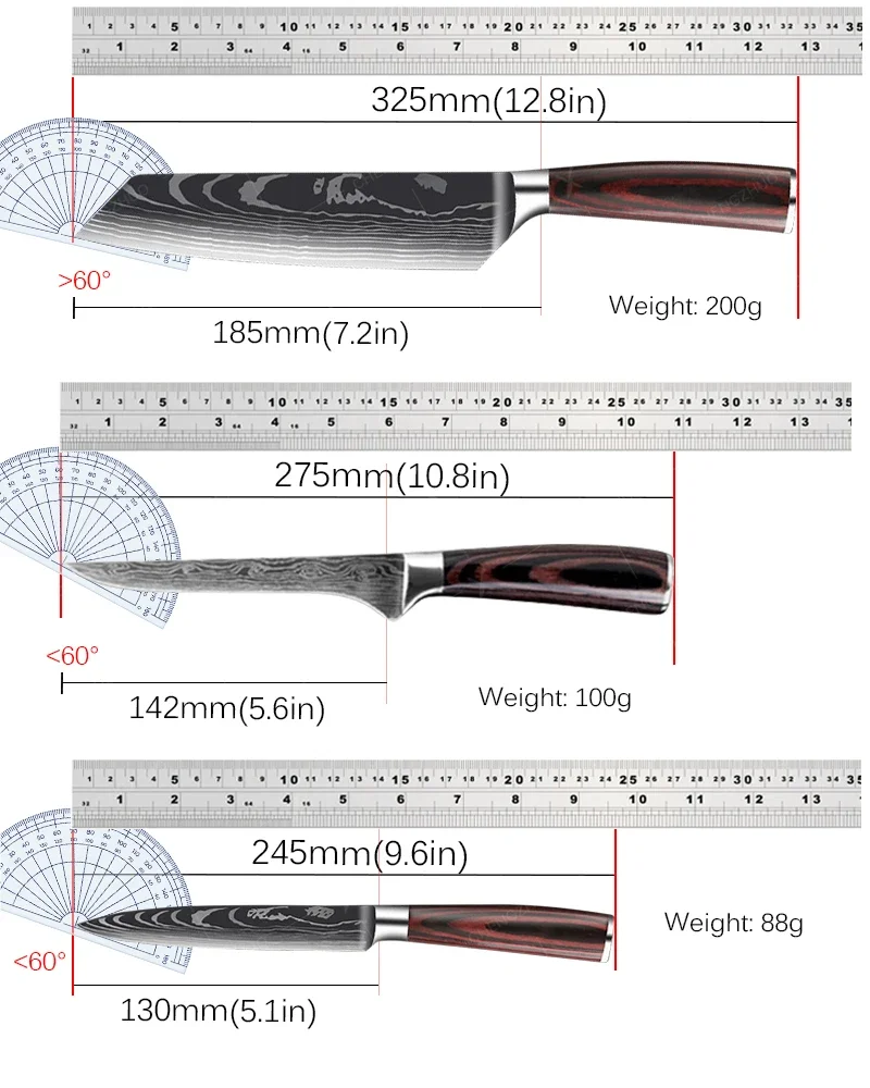 Profession elle japanische Kochmesser Set High Carbon Edelstahl Fisch Obst Knochen messer Metzger Fleisch beil Küchenmesser