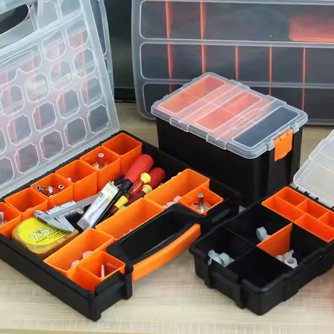 Multi-Grid Plastic Toolbox Portable Screw Storage Box for Hardware Parts and Repair Tools
