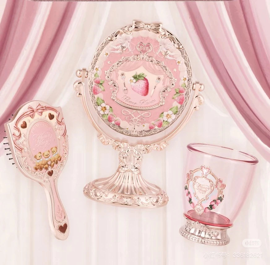 Flor sabe o 9o aniversário espelho de mesa almofada de ar pente escova balde flowerknow espelho estereoscópico espelhos de maquiagem conjunto de ferramentas