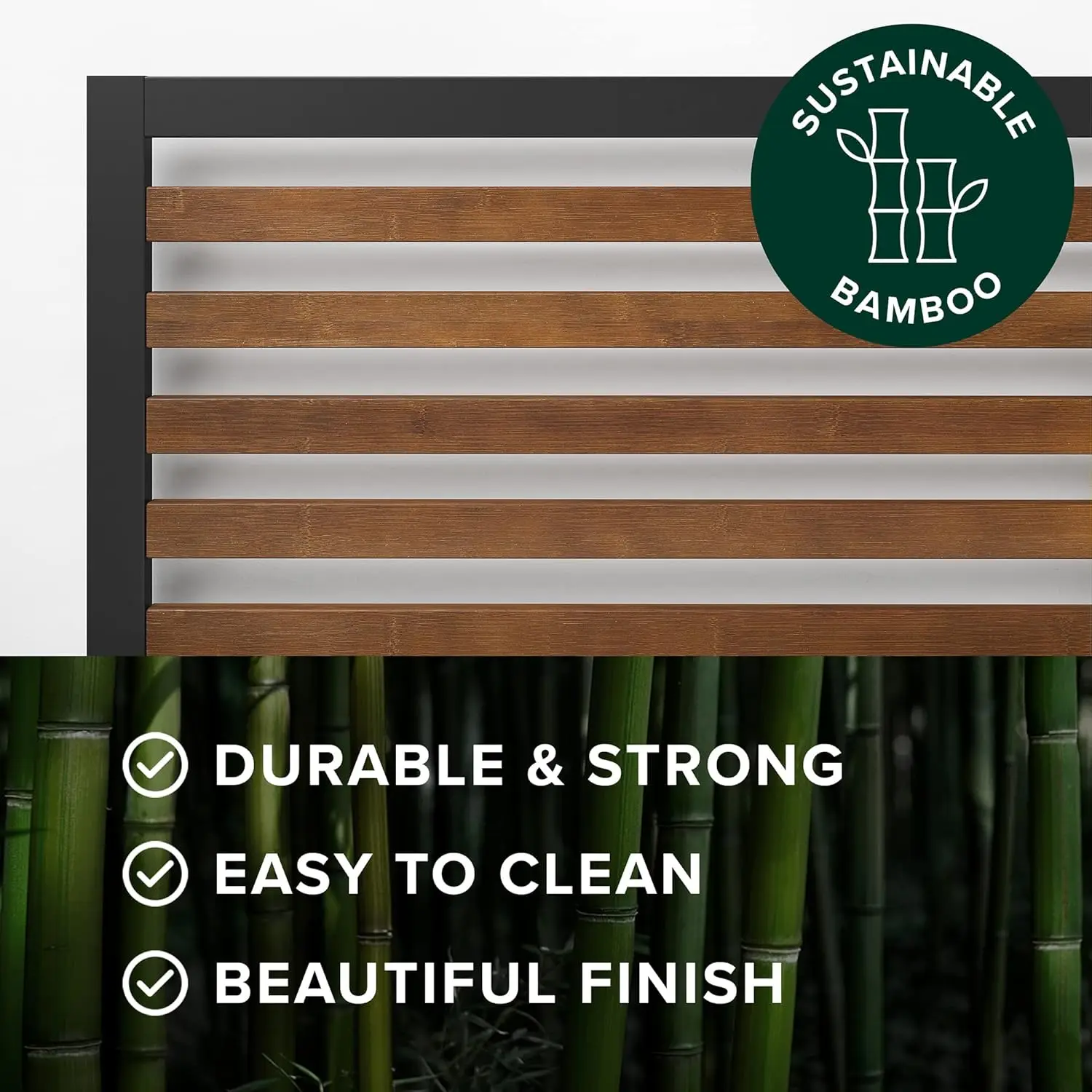 Kai Bamboo and Metal Platform Bed Frame with Headboard, No Box Spring Needed, Easy Assembly, Twin image 4