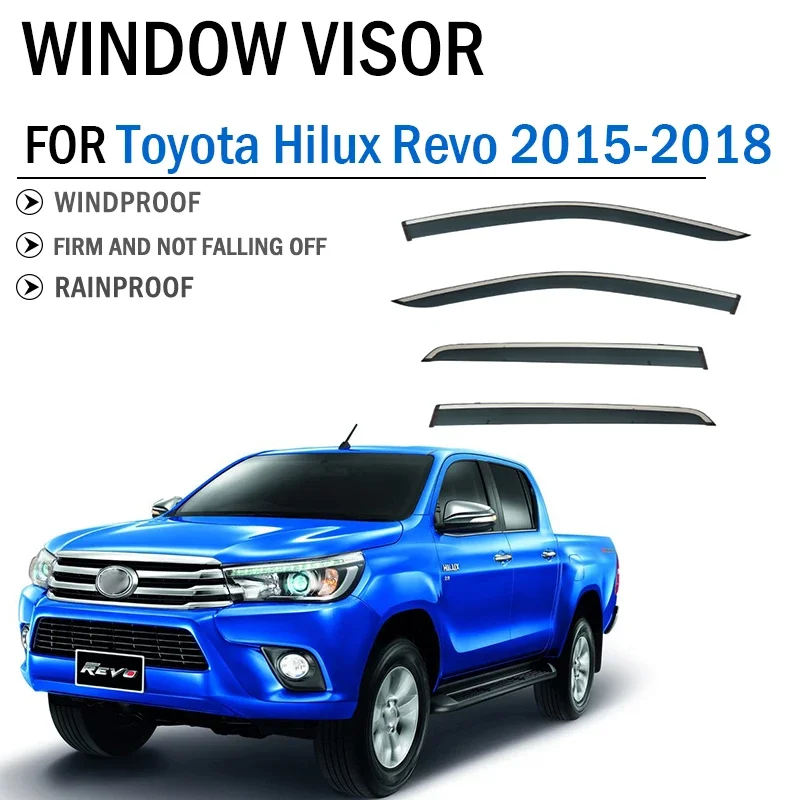 2015-2018 FOR Toyota Hilux Revo 4WD 2WD Window Visor Deflector Sun Rain Guard Cover Shield Awning Trim Car  Accessories