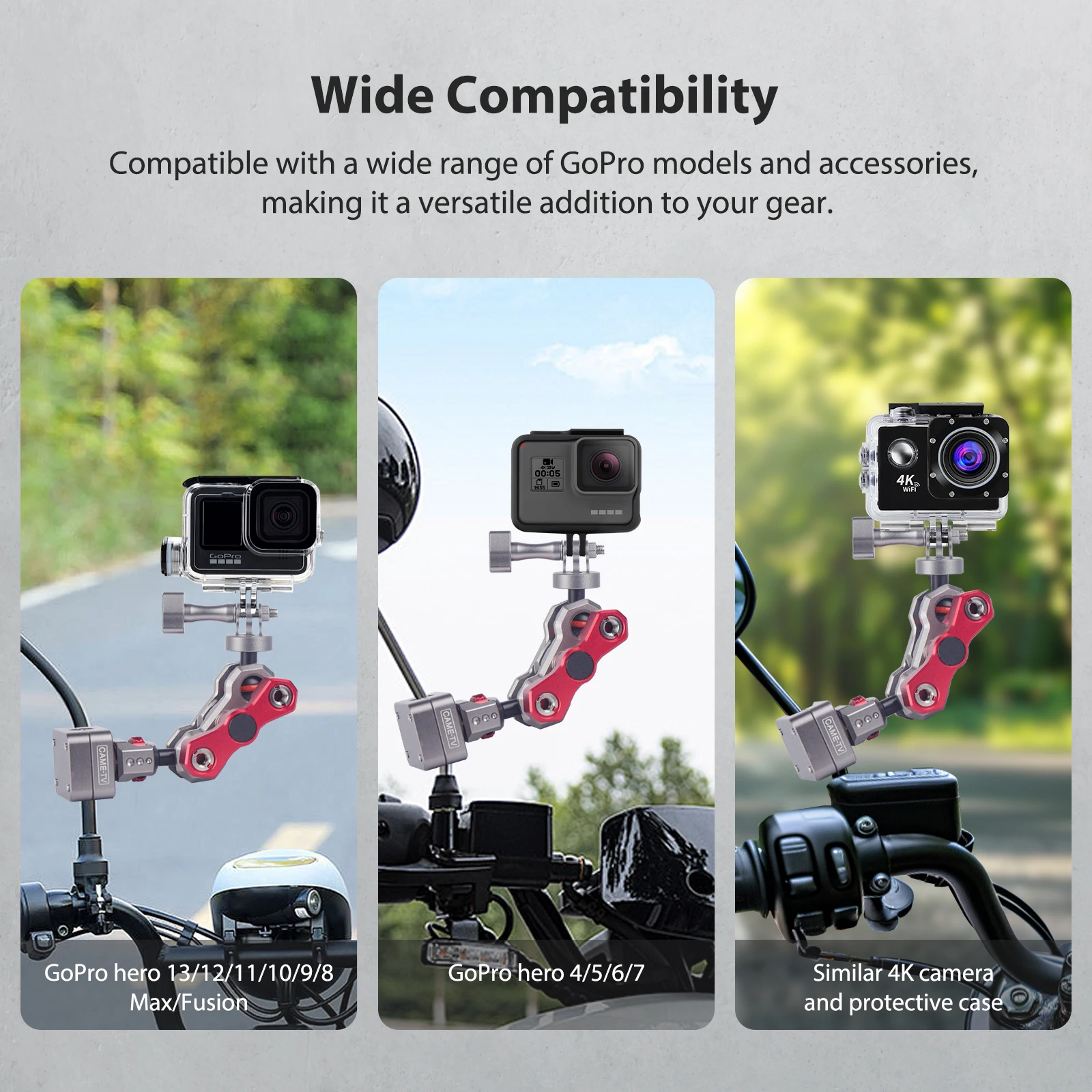 OEM CAME-TV Headrest/Rearview Mirror Magic Arm Mount for GoPro Motorcycle Accessories Holder Handlebar Bike Bracket DJI OSMO